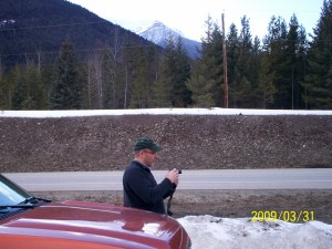 Rob taking a photo of Mt. Robson